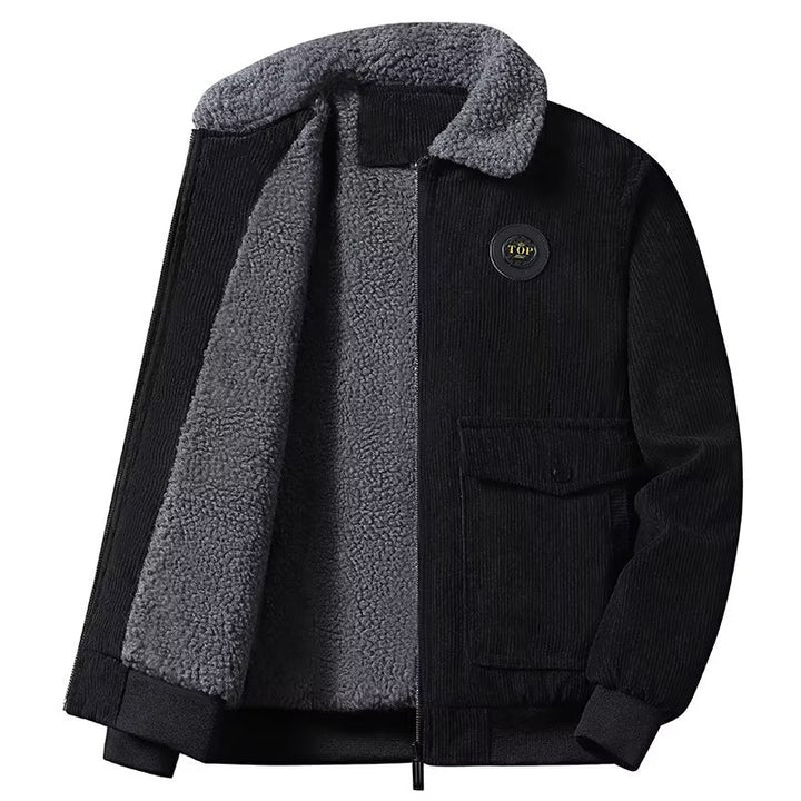 Herren Cord-Workerjacke mit Teddyfutter, Reißverschluss und Pattentasche Drune