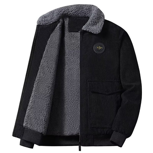 Herren Cord-Workerjacke mit Teddyfutter, Reißverschluss und Pattentasche Drune
