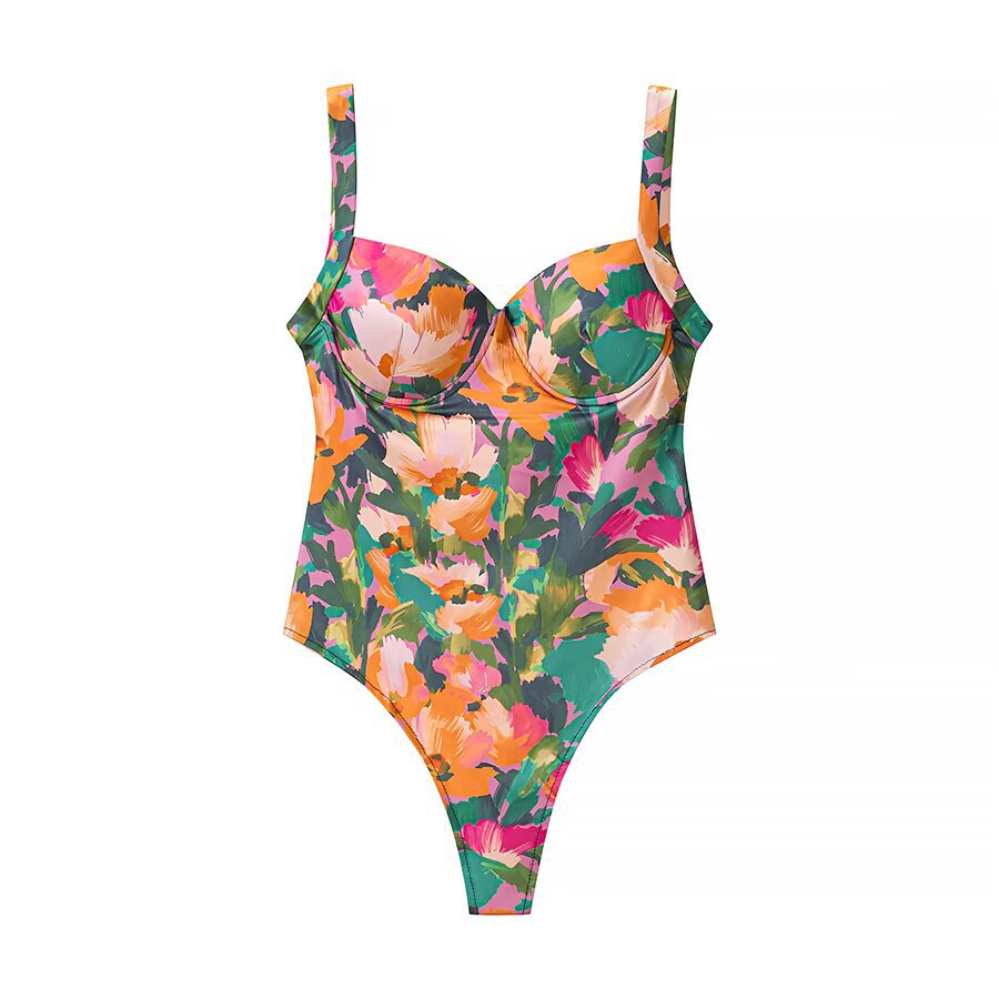 Damen Weite Cropped-Hose mit elastischem Bund und aquarelligem Blumenprint Drune
