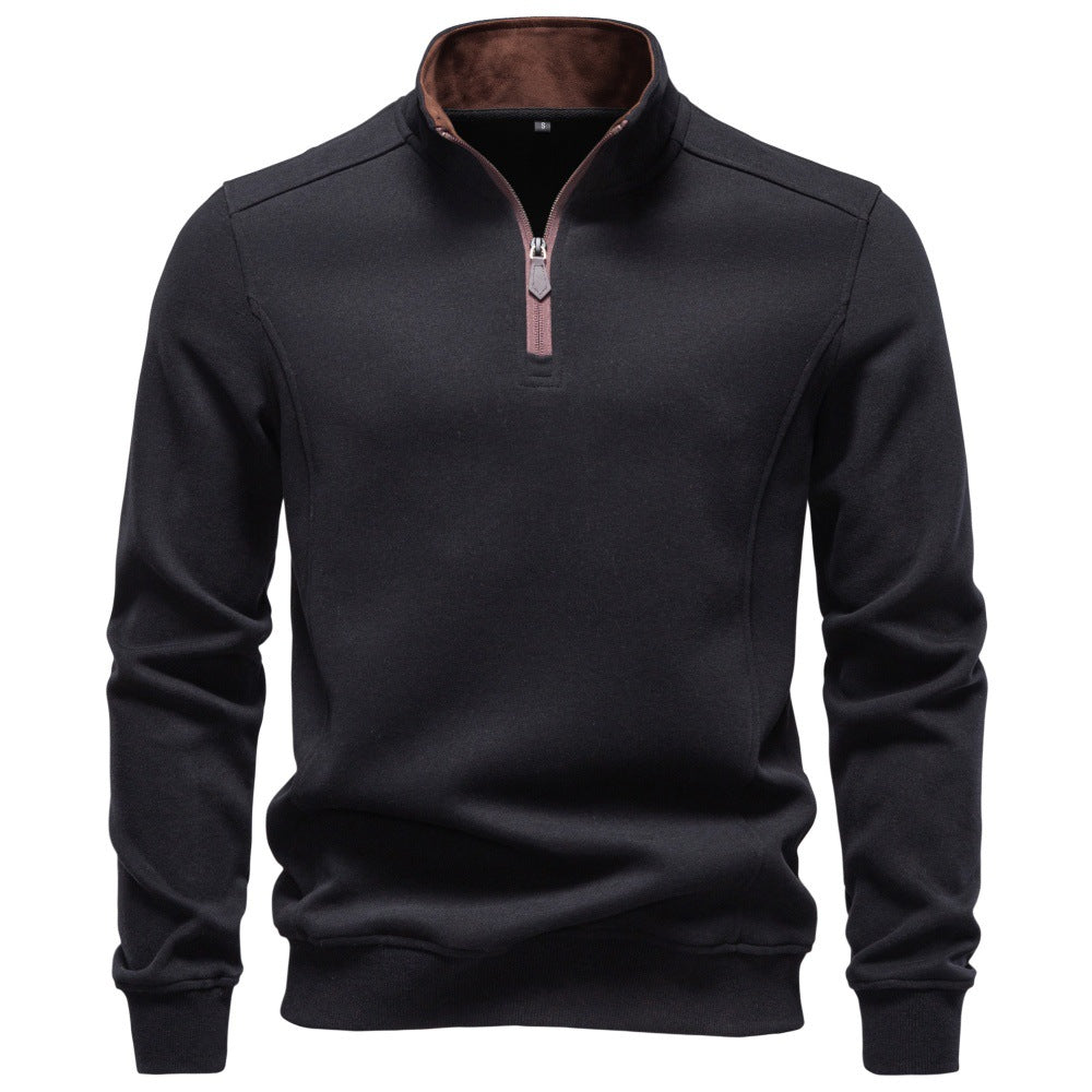 Herren Troyer-Pullover mit kurzem Reißverschluss und Stehkragen Drune