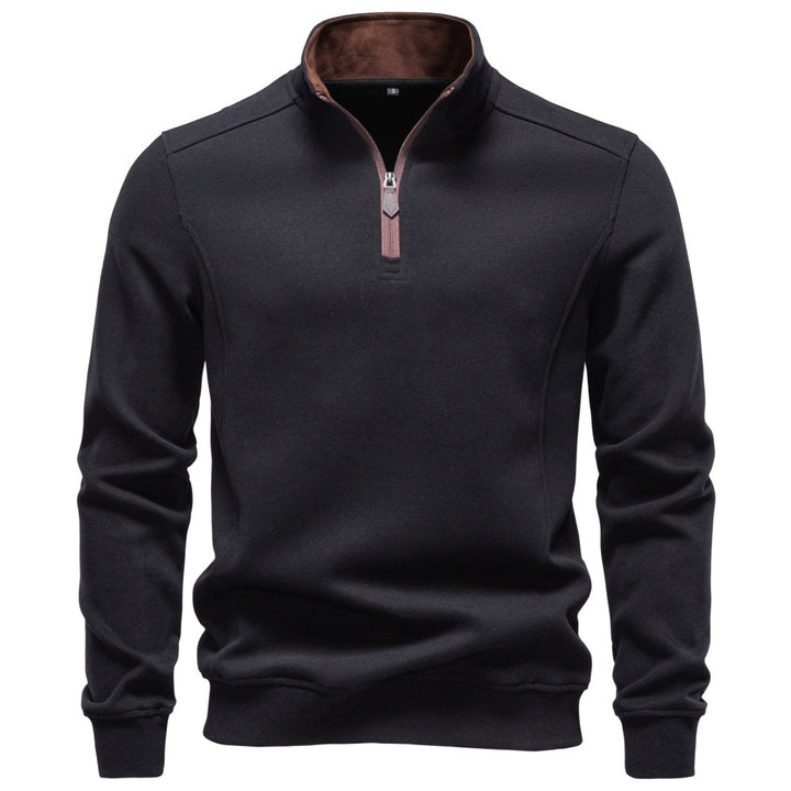 Herren Troyer-Pullover mit kurzem Reißverschluss und Stehkragen Drune