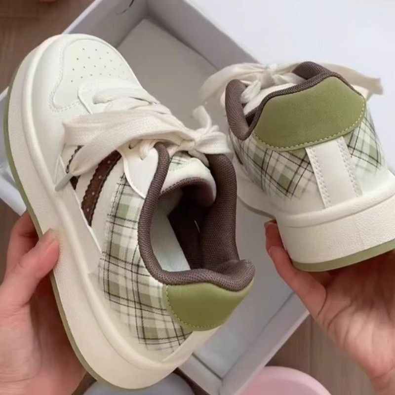 Damen Komfortable Sneakers mit modischem Karomuster Drune