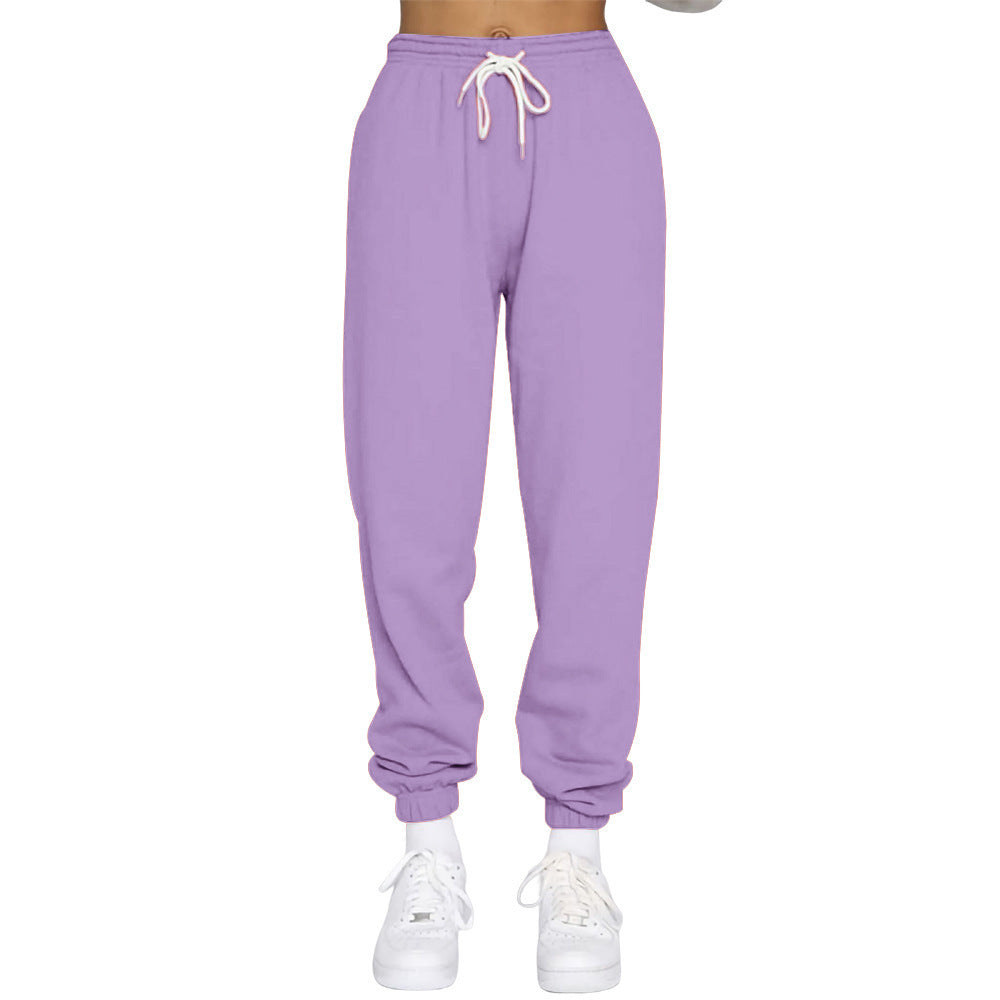 Damen nan High‑Waist Relax-Jogginghose mit elastischem Komfortbund, Kordelzug und gerippten Knöchelbündchen Drune