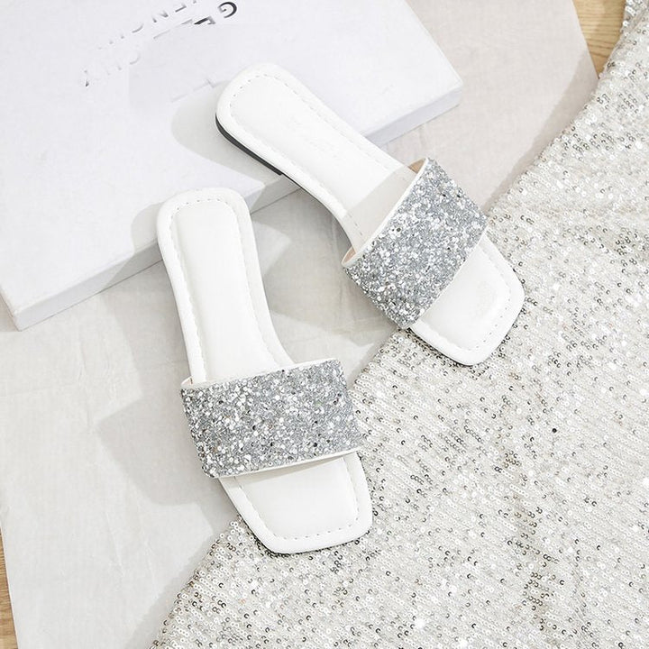 Damen elegante Strass-Pantoletten Drune