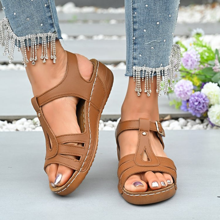Damen Fußbett-Sandalen mit verstellbarem Riemen und elegantem Designs Drune