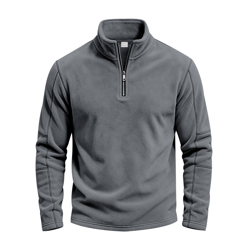 Herren Fleece-Halbreißverschluss-Pullover mit Stehkragen und Flatlock-Nähten Drune