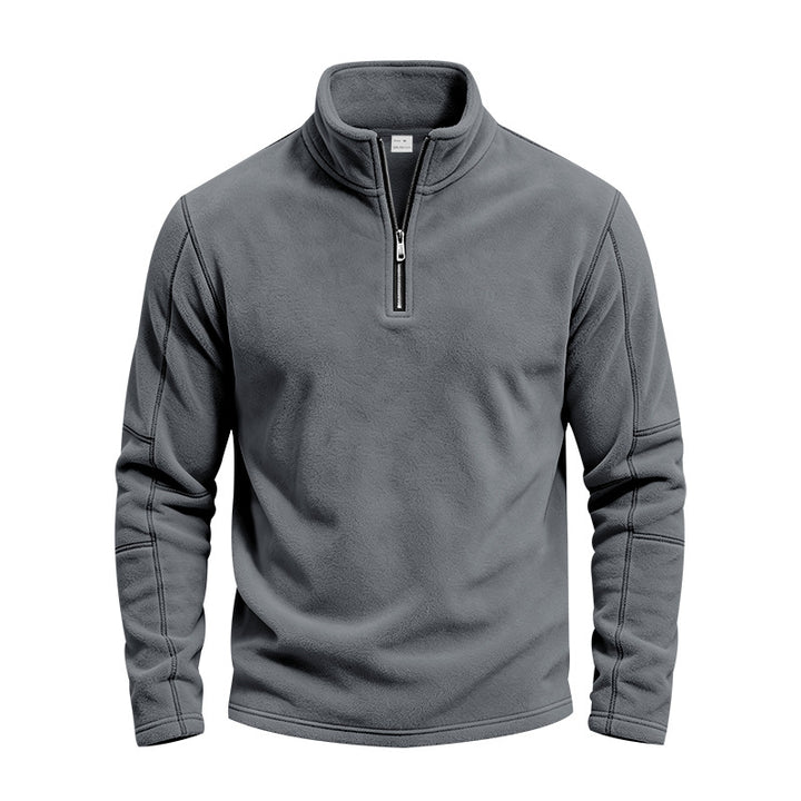 Herren Fleece-Halbreißverschluss-Pullover mit Stehkragen und Flatlock-Nähten Drune