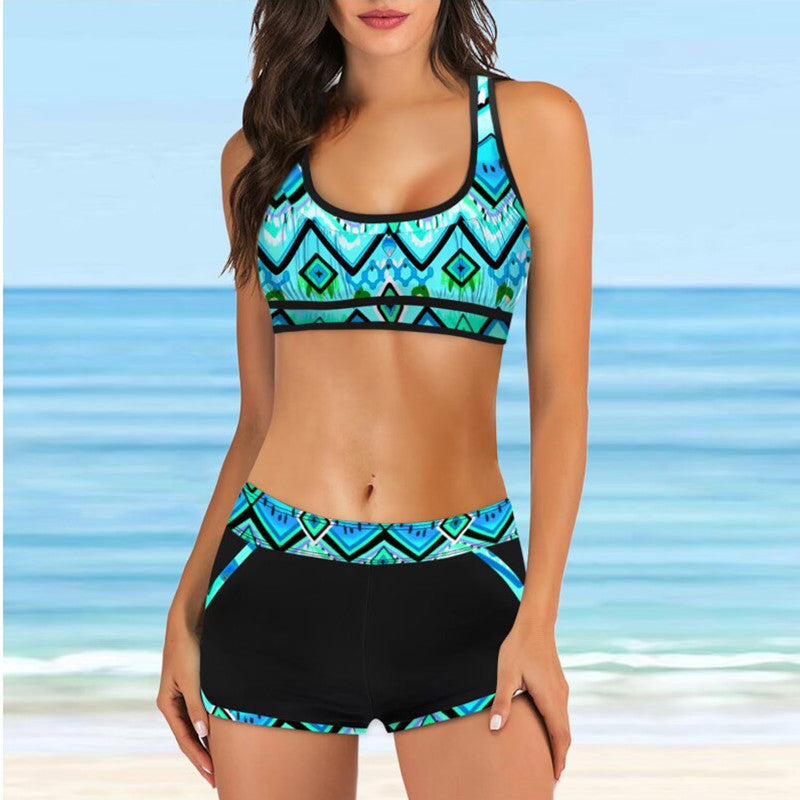 Damen Sport-Bikini-Set mit stylischem Crop-Top und Shorts Drune