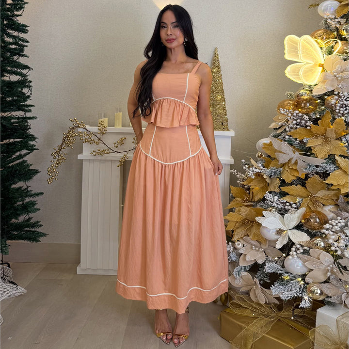 Damen Two-Piece Set mit luftiger Rüsche Drune