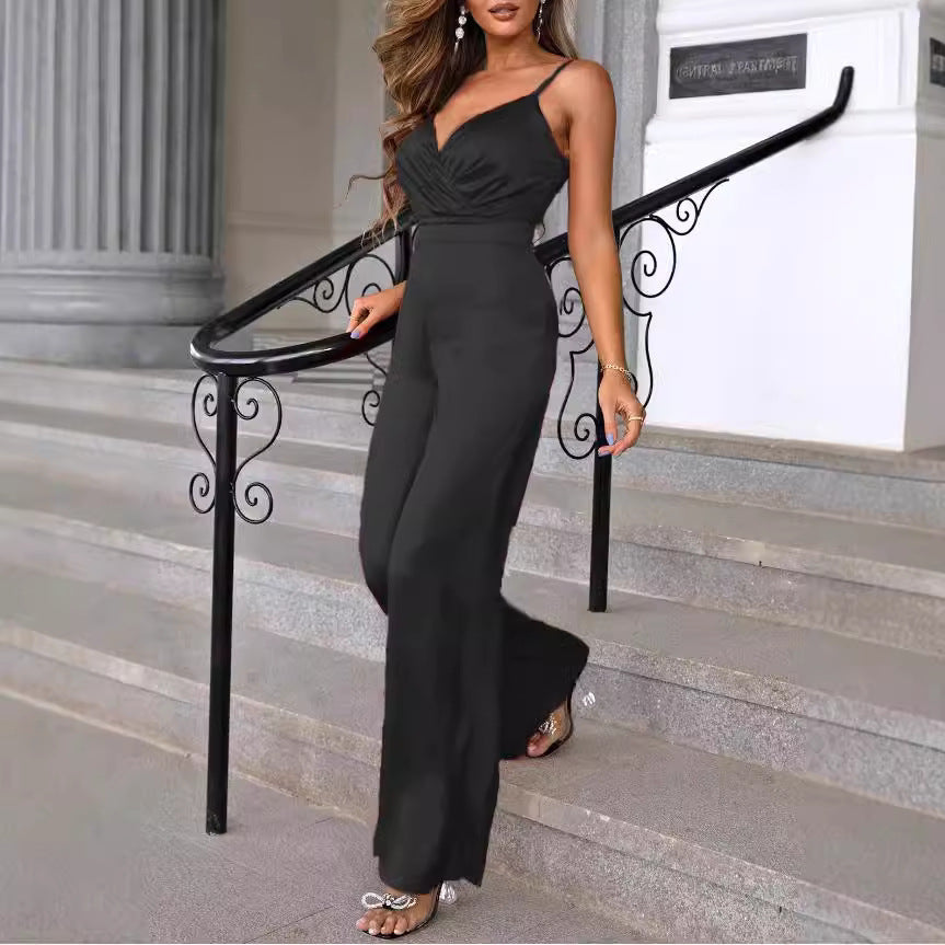 Damen eleganter Jumpsuit mit schmalen Trägern und einem fließenden Schnitt Drune