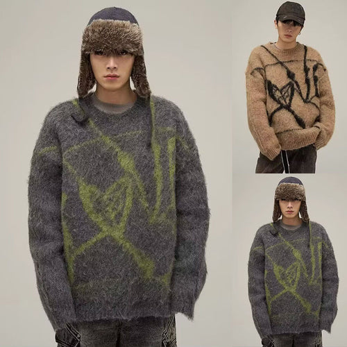 Herren Modischer Oversized Pullover mit einzigartigem Muster Drune
