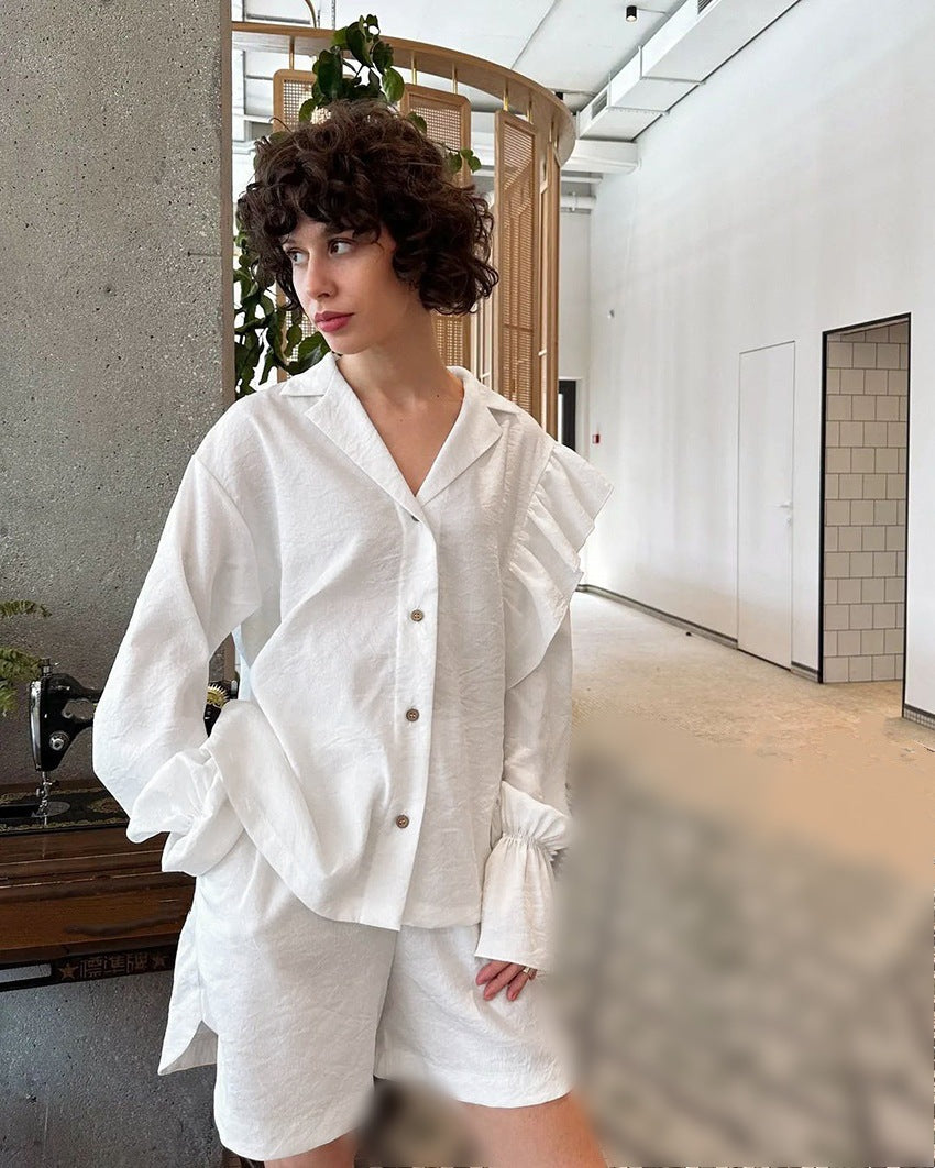 Damen Loungewear Set mit eleganten Rüschendetails Drune