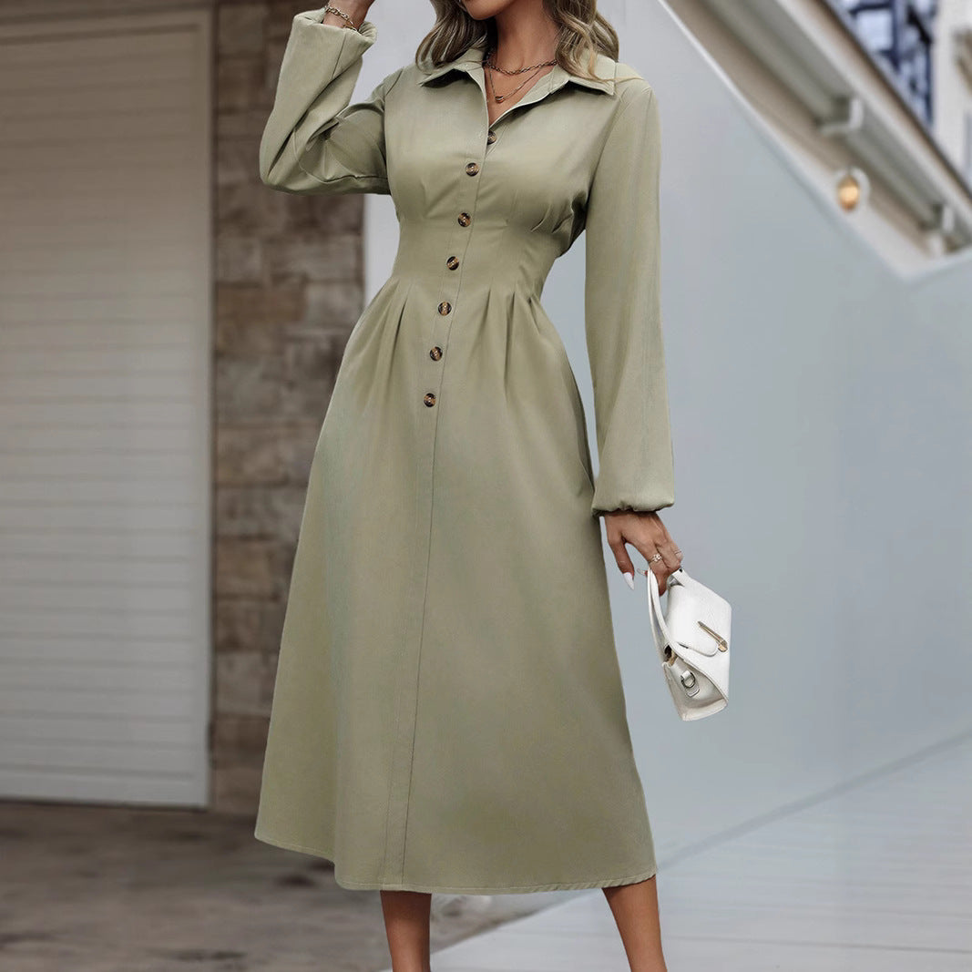 Damen Midikleid mit Knopfdetails und taillierter Silhouette Drune