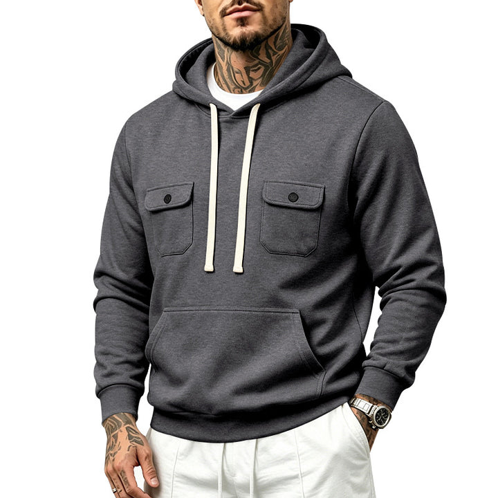 Herren Kapuzenpullover mit Brustklappen- und Kängurutasche Drune