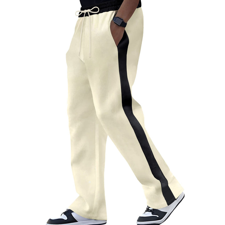 Herren nan Retro-Trackpants mit kontrastseitstreifen, geripptem Bund und ausgestelltem Bein Drune