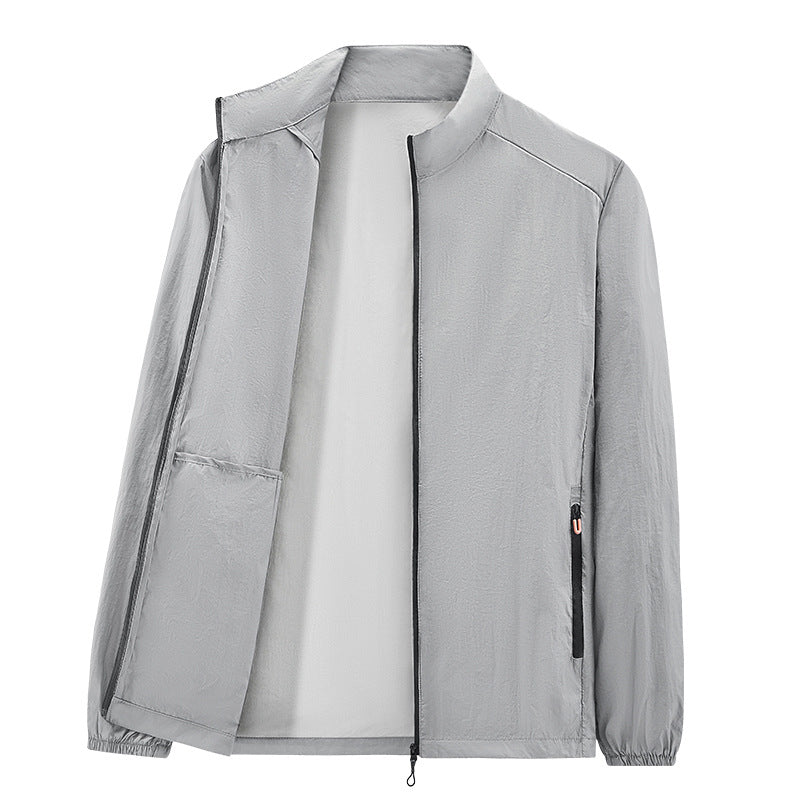 Herren Ultraleichte packbare Windjacke mit Innenfach, Stehkragen & Reißverschlusstaschen Drune