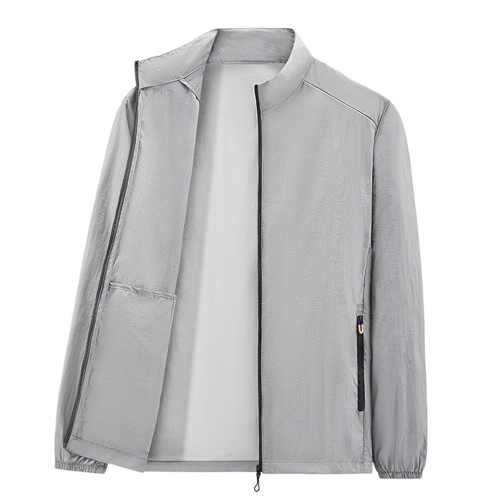 Herren Ultraleichte packbare Windjacke mit Innenfach, Stehkragen & Reißverschlusstaschen Drune