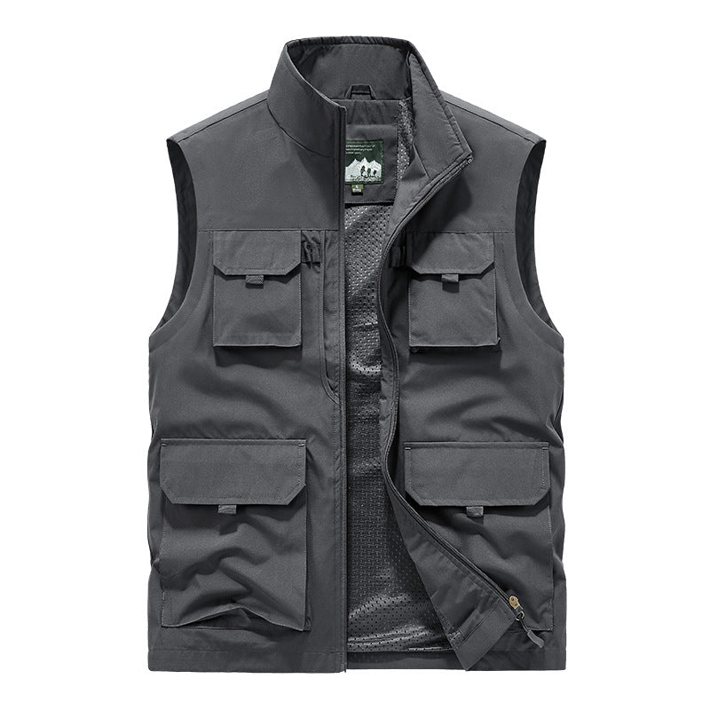Herren Multifunktionale Outdoorweste mit Mehrfach-Taschen und atmungsaktivem Meshfutter Drune
