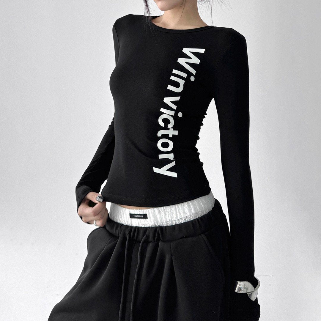 Damen langärmliges Statement-Shirt Drune