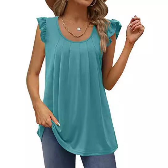 Damen luftiges Blusenshirt mit elegantem Rüschendesign Drune