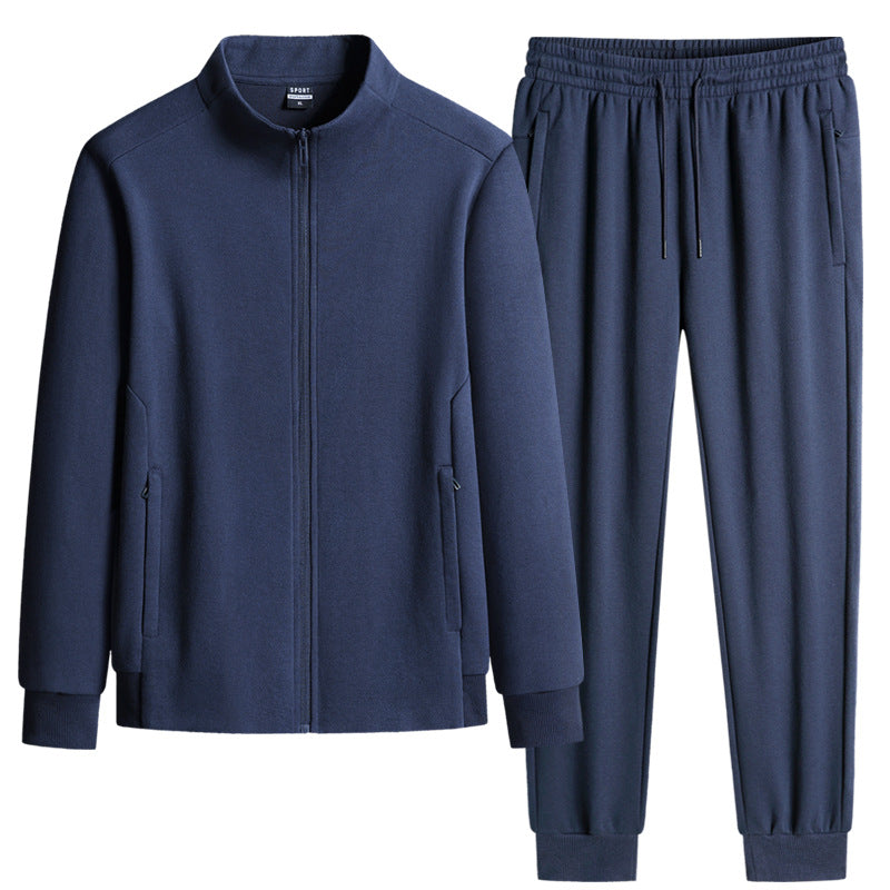 Herren Modernes Freizeit-Trainingsset aus Thermofleece mit Stehkragen‑Zipjacke & konischer Jogginghose Drune