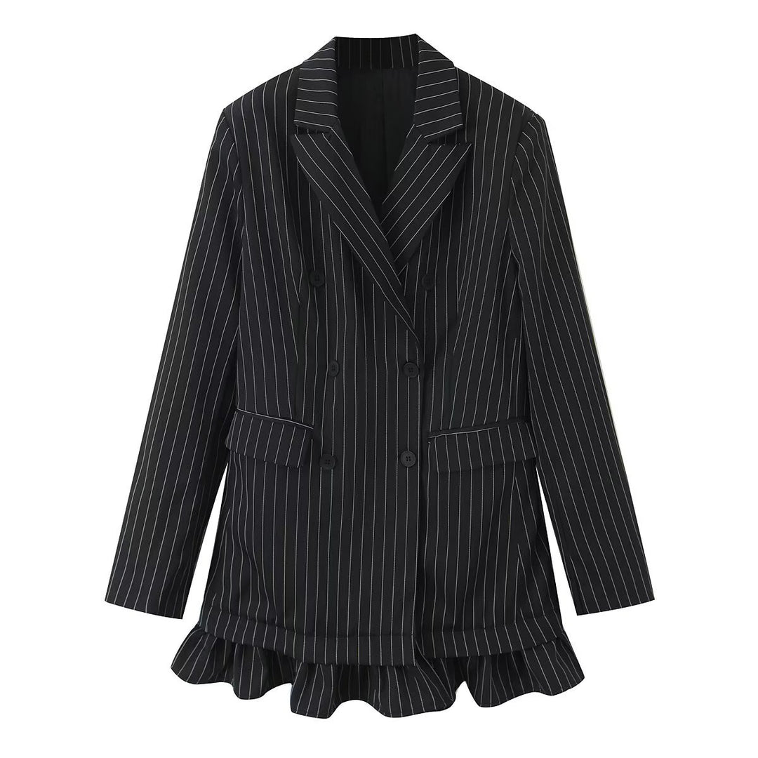 Damen gestreifte Blazerjacke mit voluminösem Saum Drune