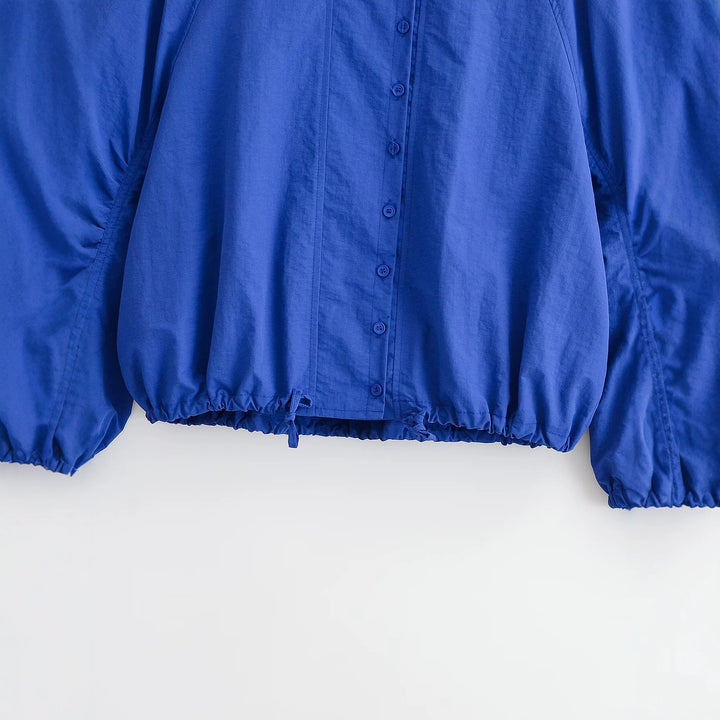 Damen Kurze Windjacke mit voluminösen Ballonärmeln und Stehkragen Drune
