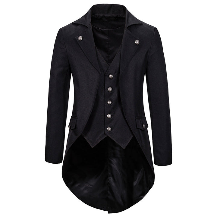 Herren eleganter Anzugmantel mit asymmetrischem Schnitt und feinen Details Drune