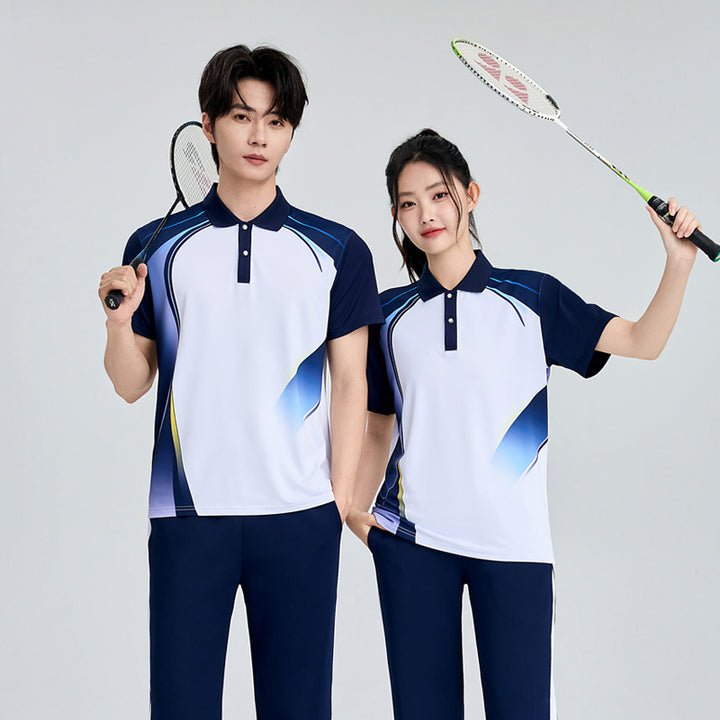 Unisex Badminton-Trainingsset mit Funktionspolo und sportlicher Jogginghose Drune