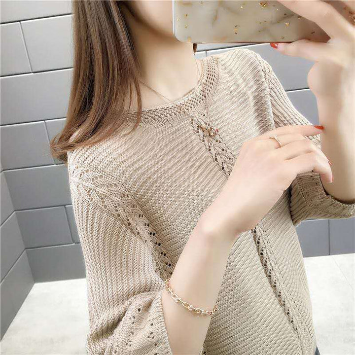 Damen lässiger Strickpullover mit filigranen Details Drune