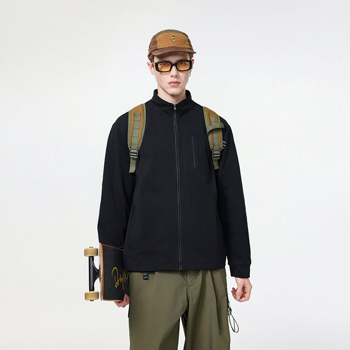 Herren Technische Softshell-Trainingsjacke mit Stehkragen, Brustreißverschluss und atmungsaktiver Struktur Drune