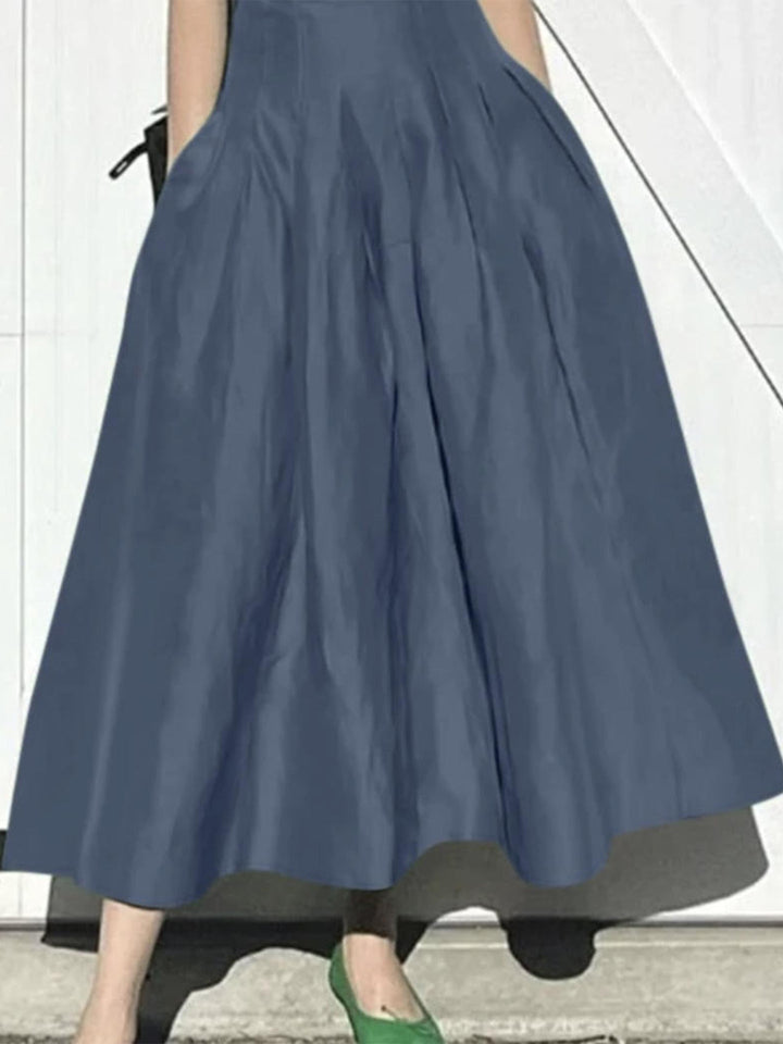 Damen Eleganter Midirock mit fließendem Schnitt und seitlichen Taschen Drune