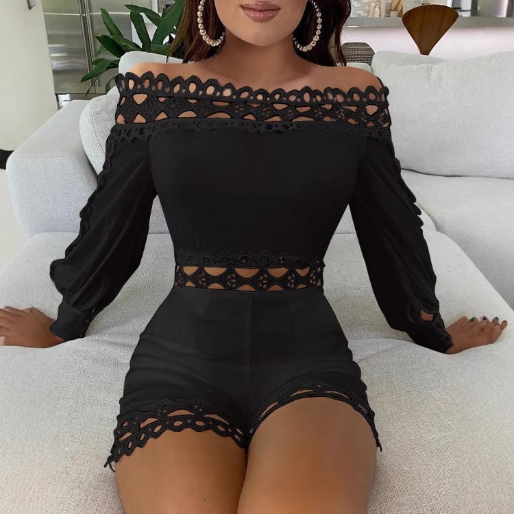 Damen Oberteil mit Cut-Outs und bezauberndem Spitzenborte Drune