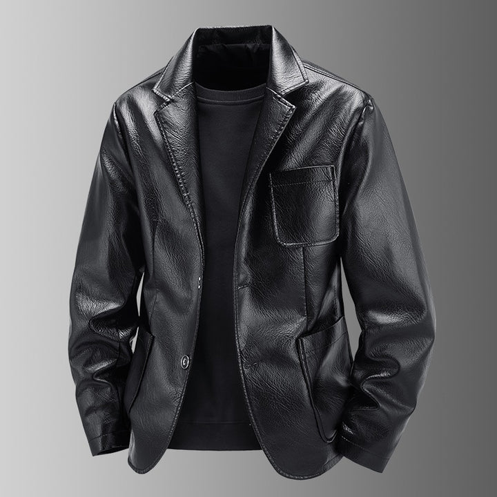 Herren Elegante Kunstlederjacke im klassischen Schnitt Drune
