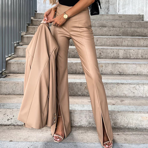 Damen eleganter Anzug mit weitem Bein und extravaganter Knopfdetail Drune