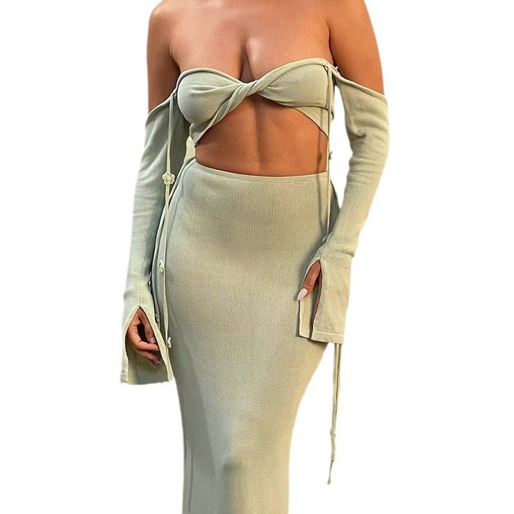 Damen figurbetontes Maxikleid mit innovativen Ärmeln Drune