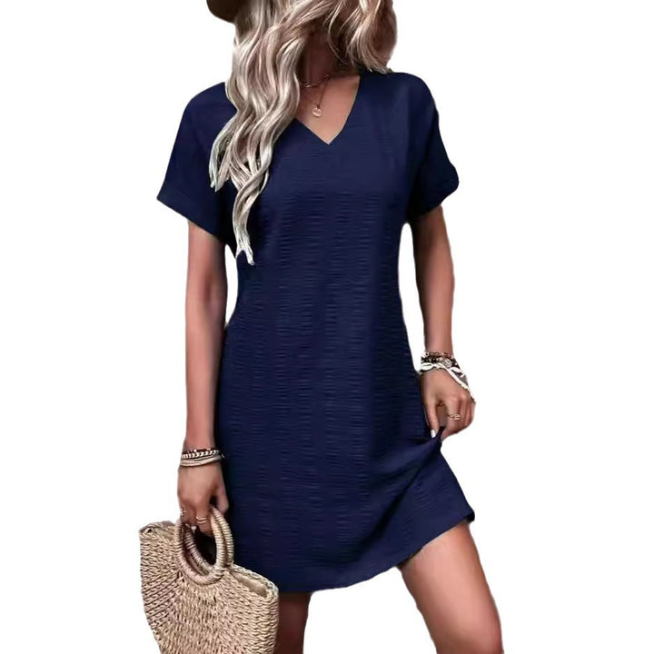 Damen lässiges V-Ausschnitt Kleid mit weitem Schnitt