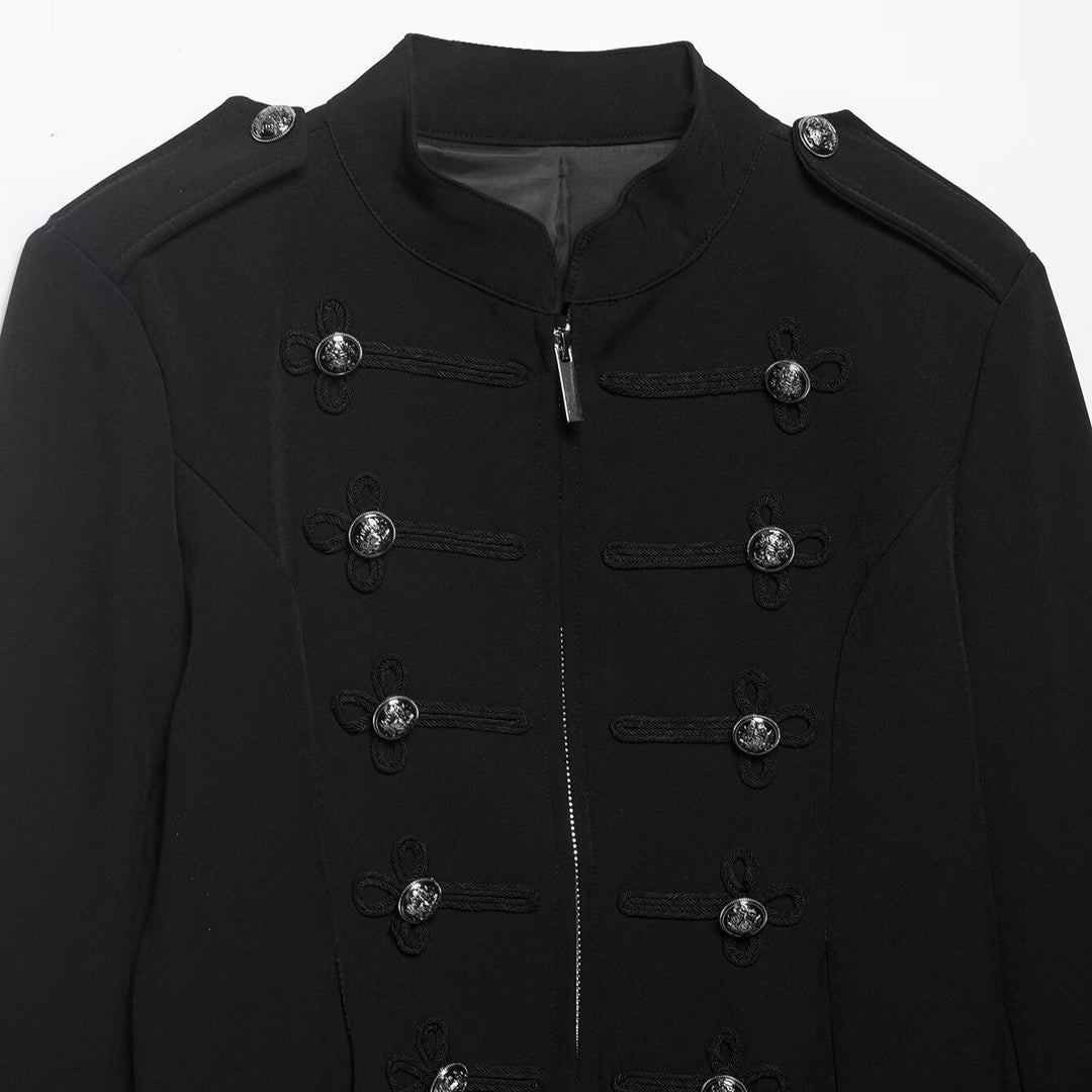 Damen Militärisch inspirierte Kurzjacke mit Stehkragen, Zierkordeln und Schulterklappen Drune