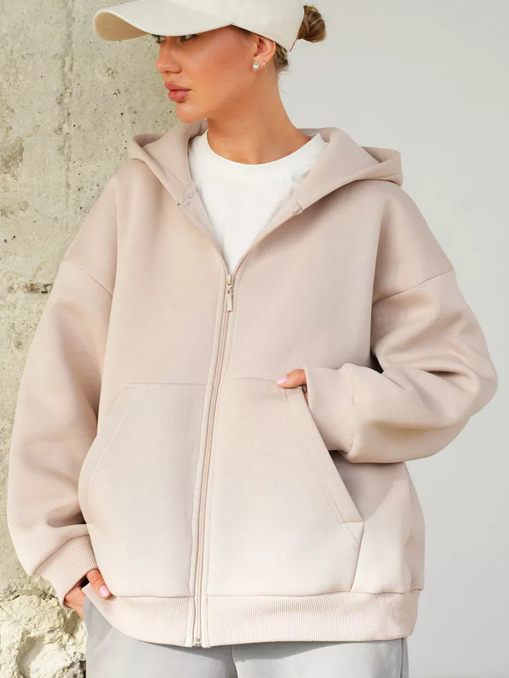Damen Bequemer Fleece-Kapuzenjacke Drune