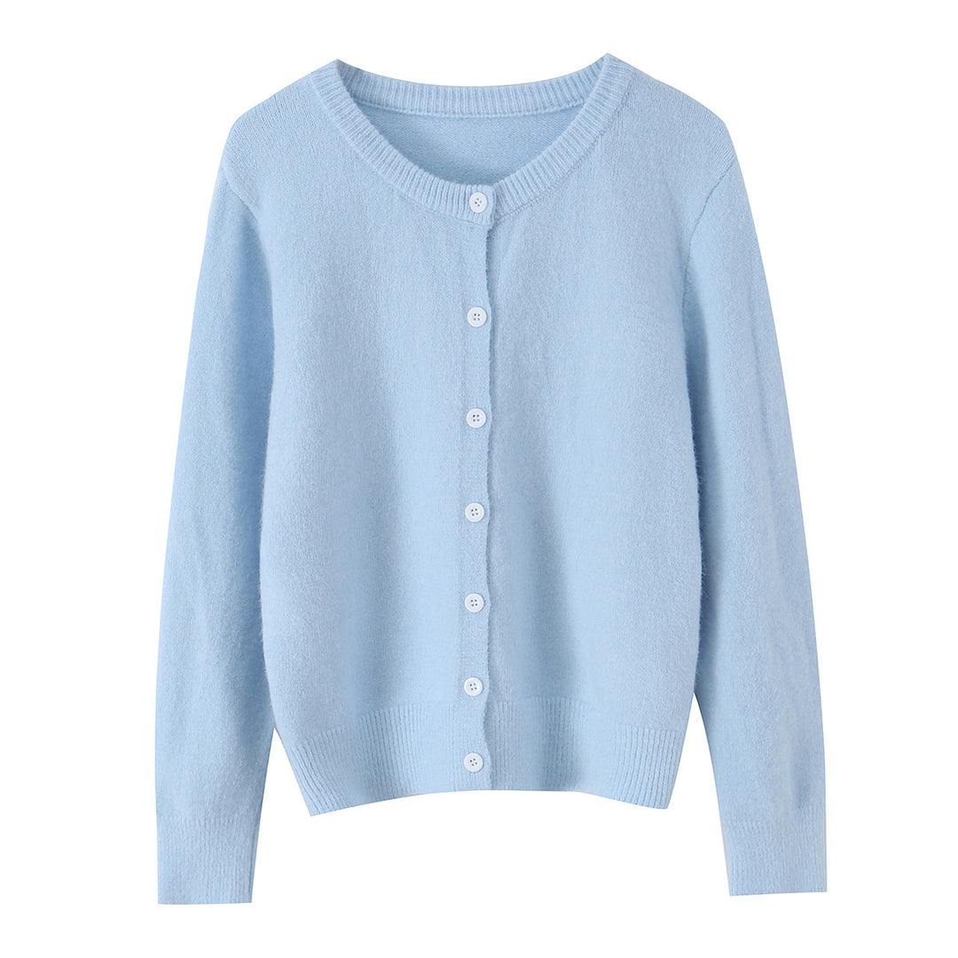 Damen nan Feinstrick-Cardigan mit Rundhalsausschnitt, durchgehender Knopfleiste und elastischem Rippbund Drune