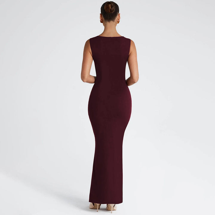 Damen Figurbetontes Abendkleid mit Quadrat-Ausschnitt und eleganter Drapierung Drune
