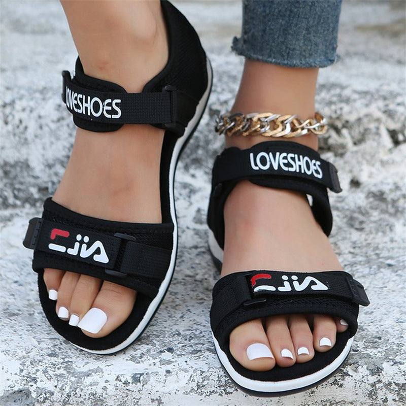Damen Bequeme Sport-Sandalen mit verstellbarem Riemensystem und atmungsaktivem Mesh-Drune
