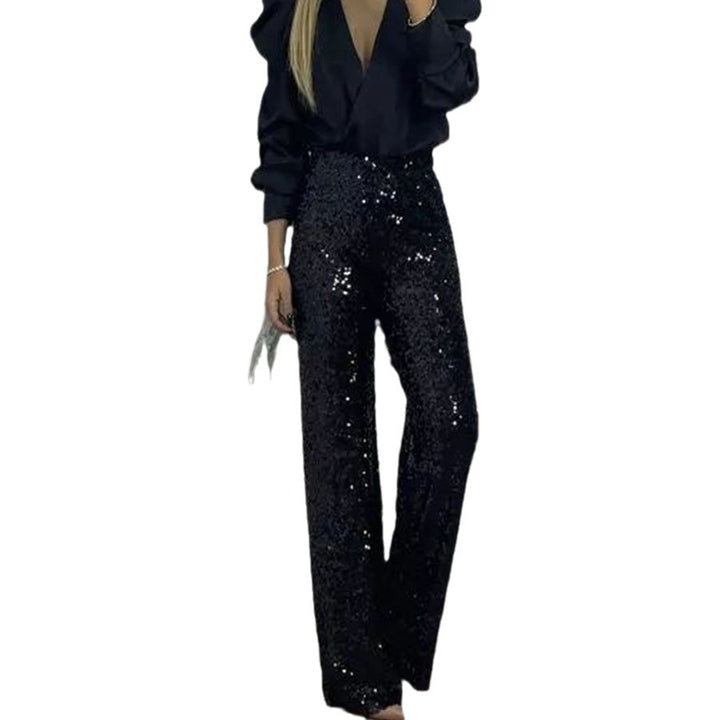 Damen Glitzernde Palazzohose mit hohem Bund und weitem Bein Drune