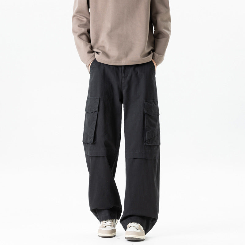 Damen weite Cargo-Hose mit hoher Taille und Multifunktions-Taschen Drune