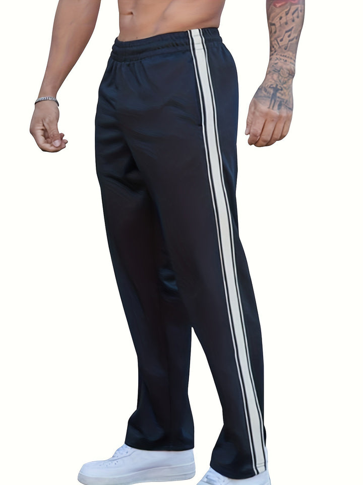 Herren Sportliche Trainingshose mit seitlichem Tape-Streifen und elastischem Bund Drune