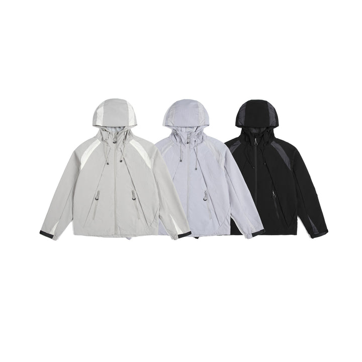Unisex Leichte Regen- und Softshell-Jacke mit Kapuze, verstellbaren Saum- und Reißverschlusstaschen Drune