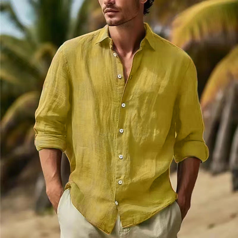Herren lässige Leinenhemd Drune