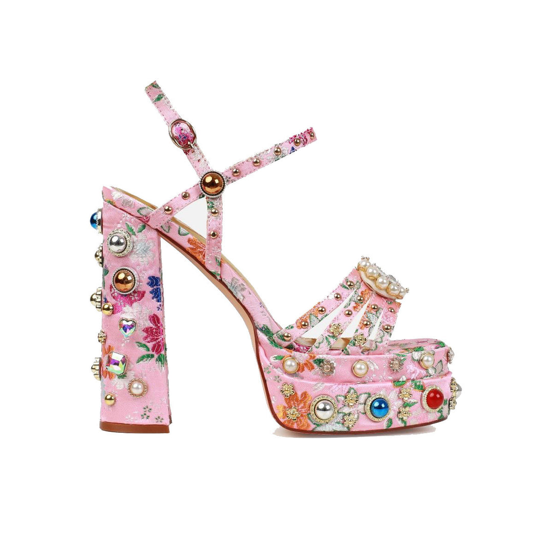 Damen Dekorative Hoch-Platform Sandalen mit Riemen Drune