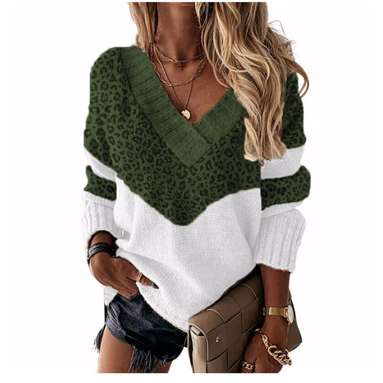 Damen nan V-Ausschnitt Strickpullover mit Chevron-Muster und Oversize-Schnitt Drune