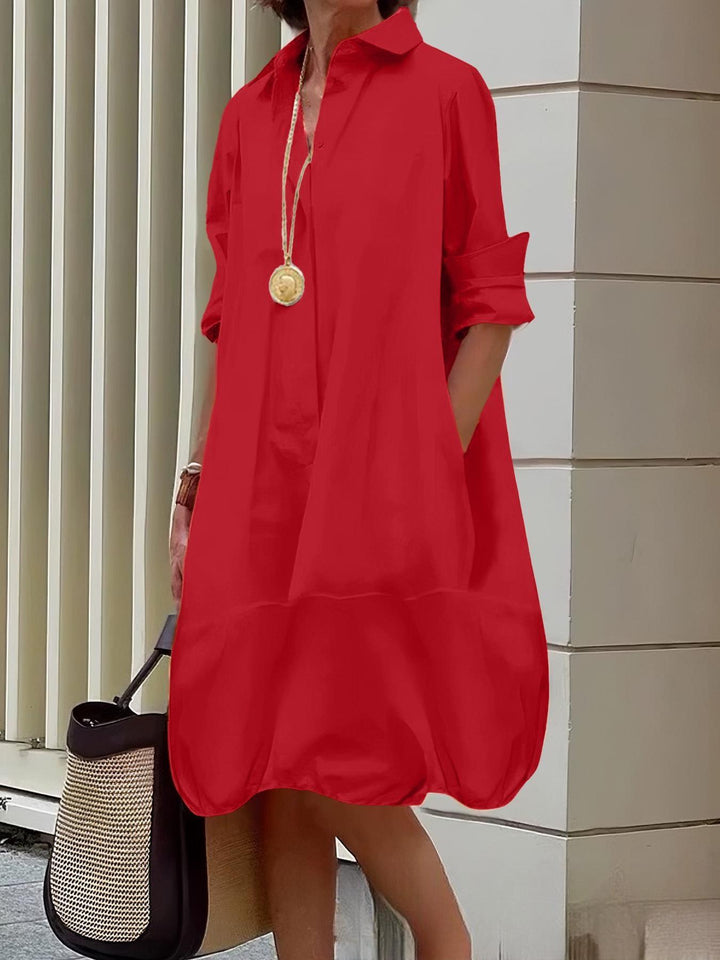 Damen Lässiges Hemdblusenkleid mit weit geschnittenem Saum Drune